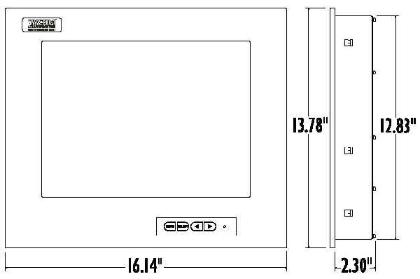 Industrial Touchscreen Front Dimensions